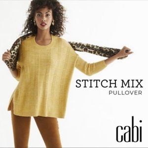 CAbi Mustard Stitch Mix Crew Neck Sweater